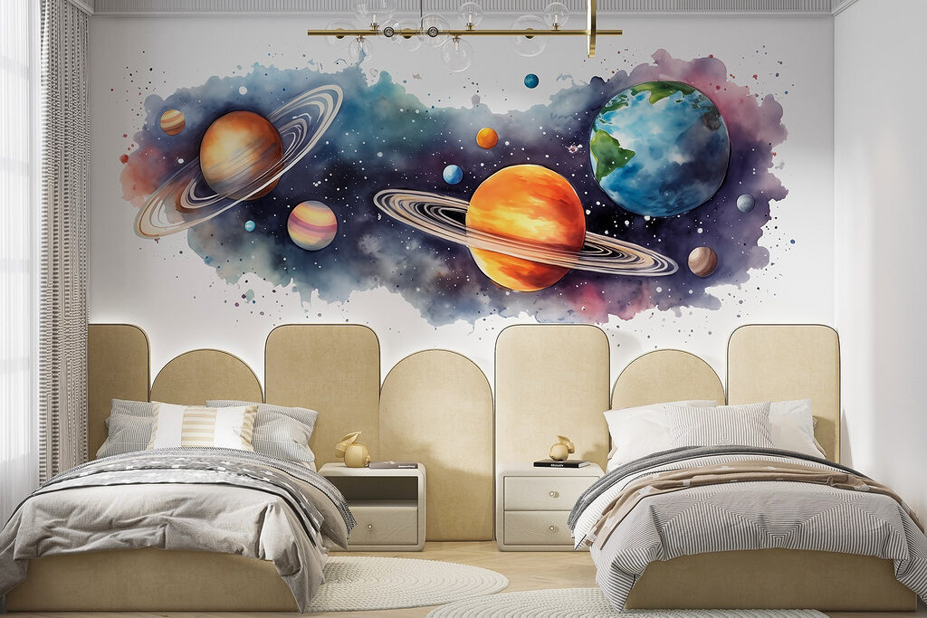 Planets and stars in space