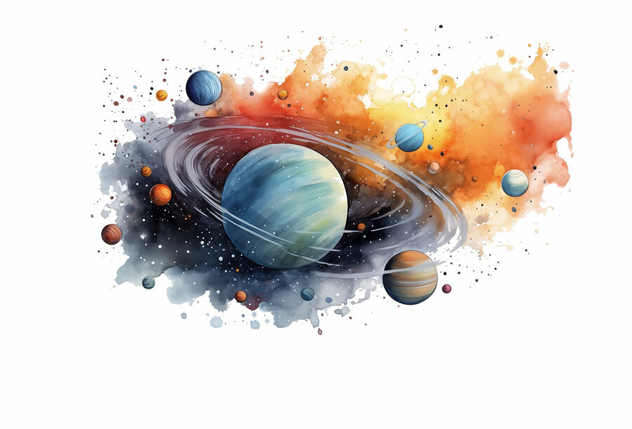 Papier peint Aquarelle de planètes et d'étoiles – Image 5