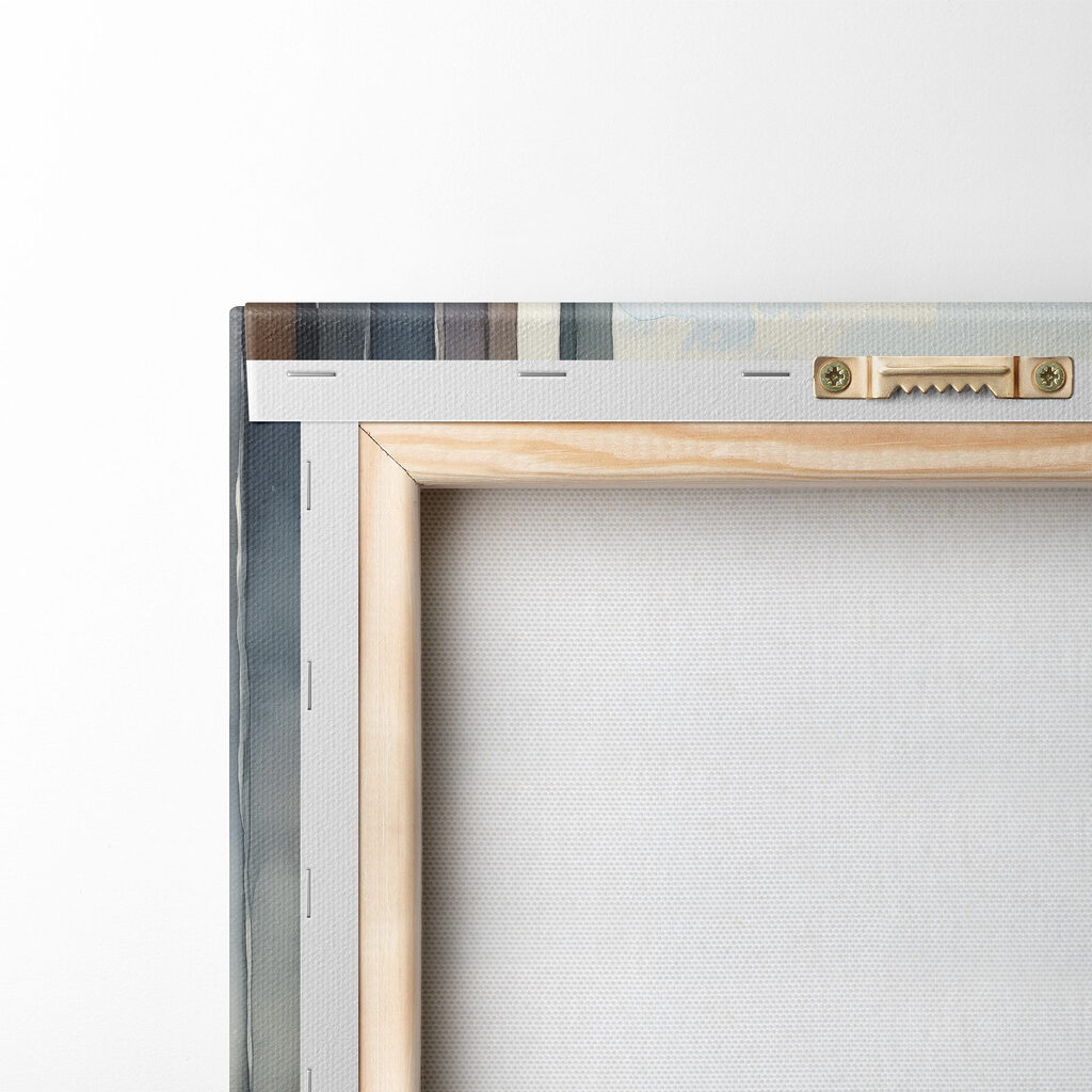 Watercolor painting of flowers and fruits on a table in front of a window