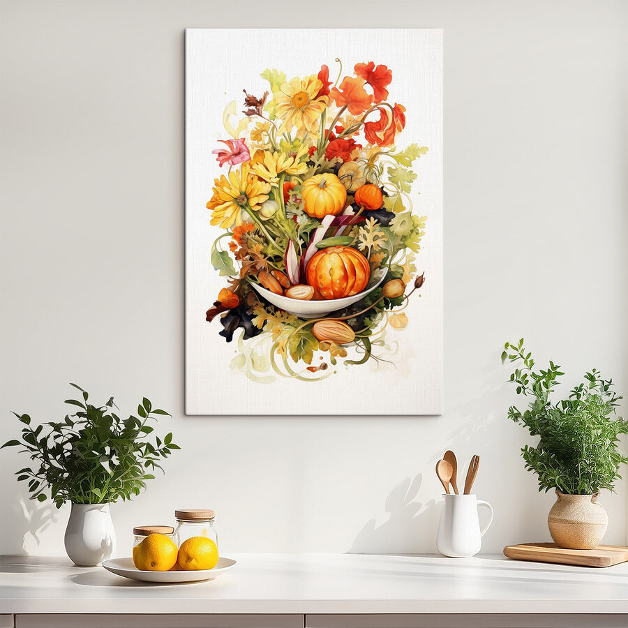 Aquarelle de légumes et de fleurs