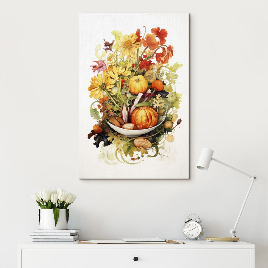 Aquarelle de légumes et de fleurs