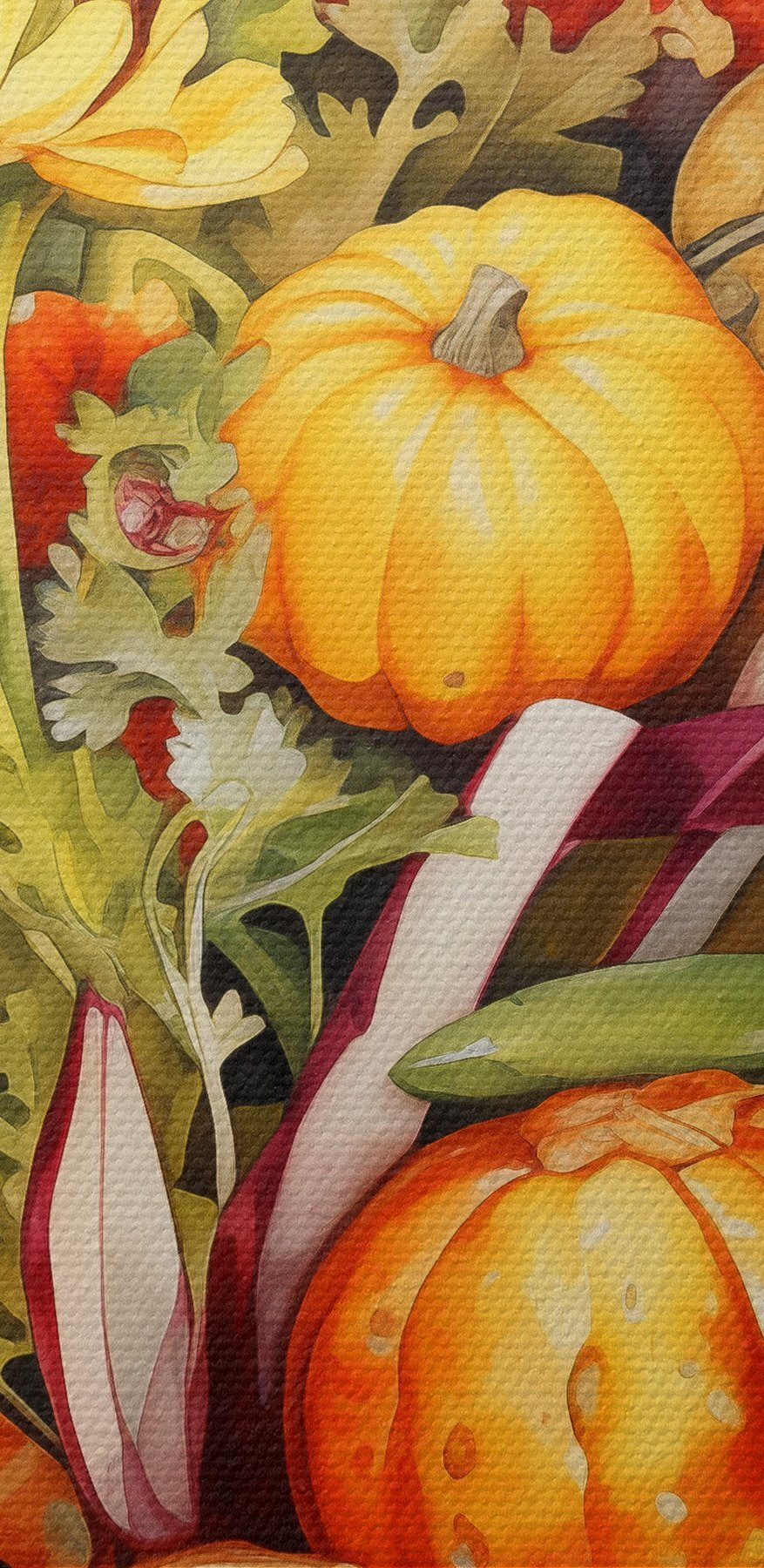 Aquarelle de légumes et de fleurs