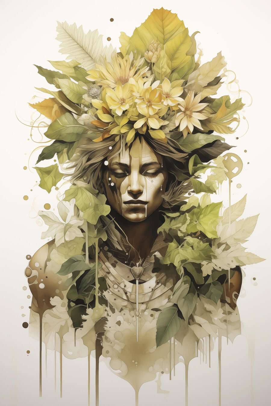 Femme avec des fleurs dans les cheveux