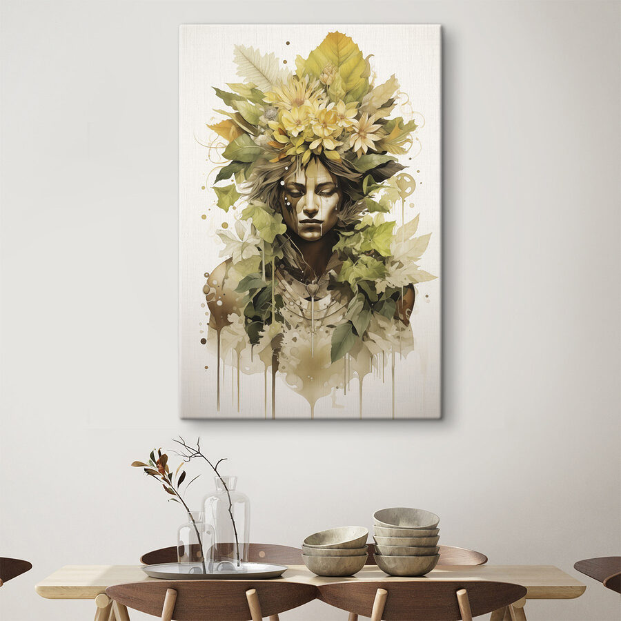 Femme avec des fleurs dans les cheveux