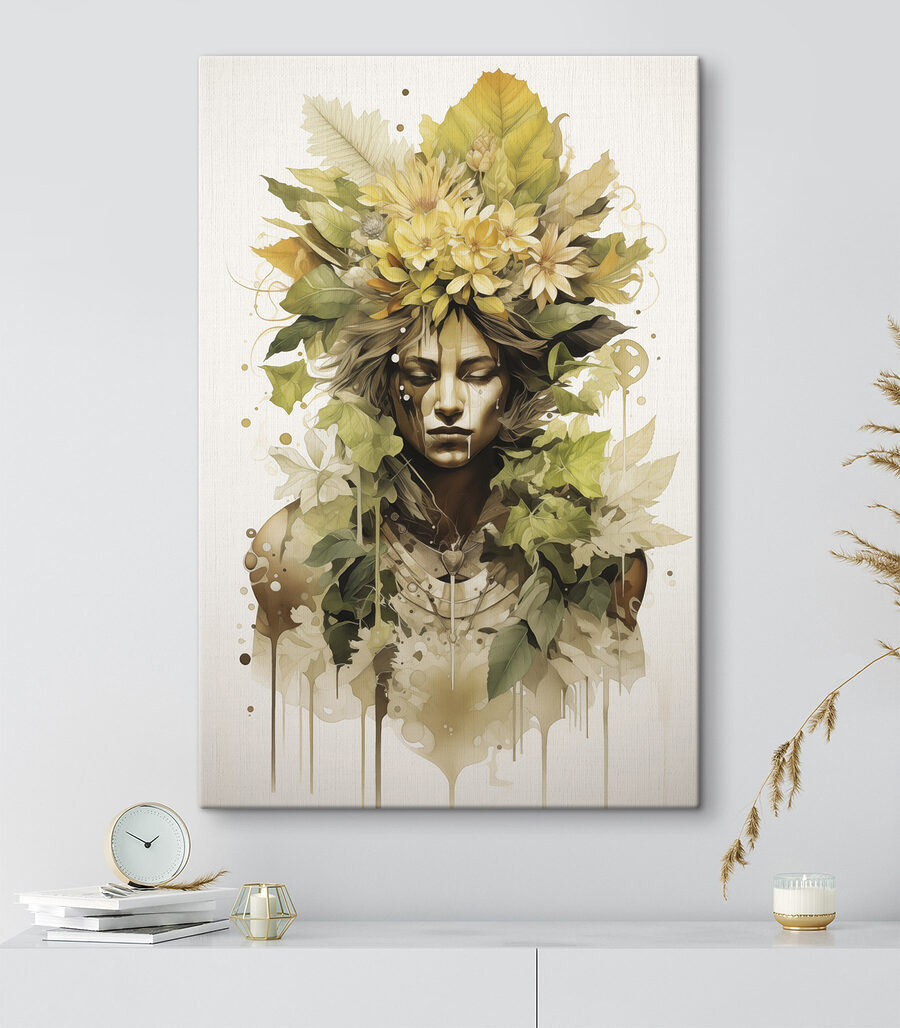 Femme avec des fleurs dans les cheveux