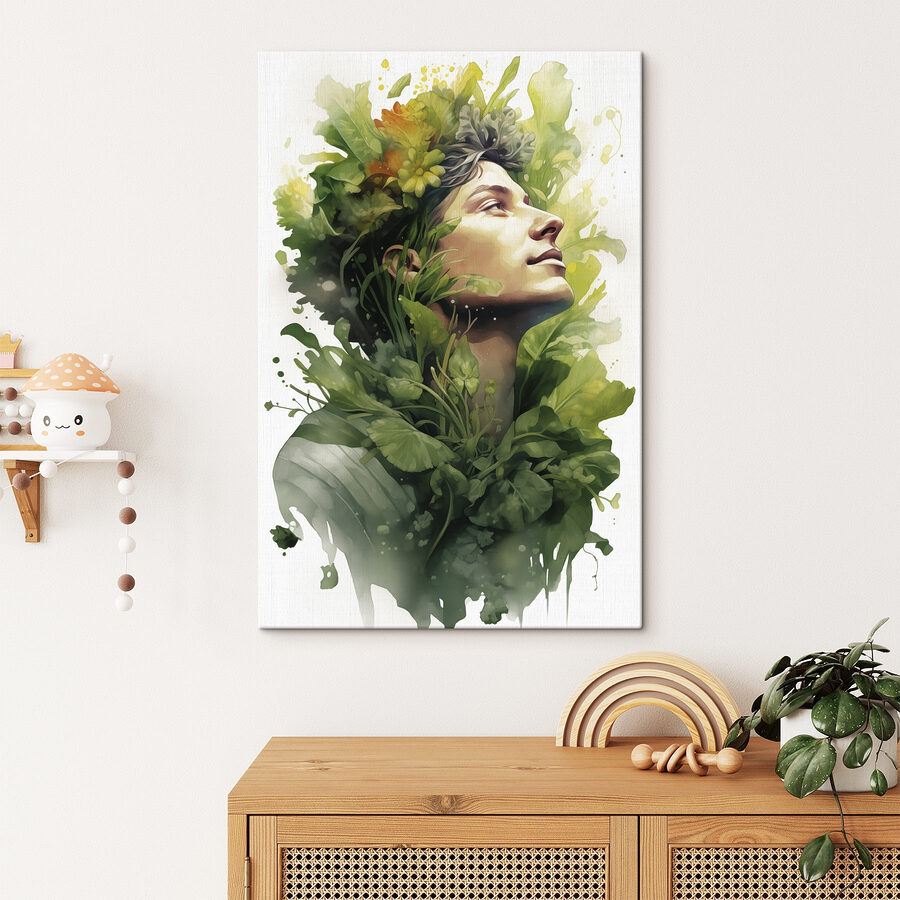 Homme avec des fleurs dans les cheveux