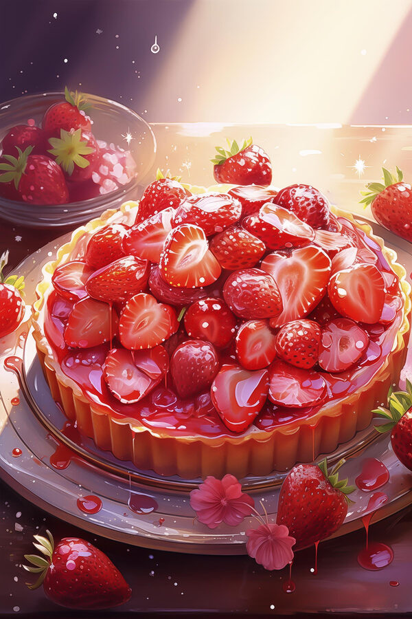 Tarte aux fraises sur assiette Tarte aux fraises sur assiette