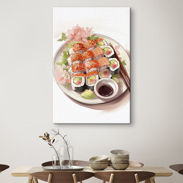 Assiette de sushis avec baguettes Assiette de sushis avec baguettes
