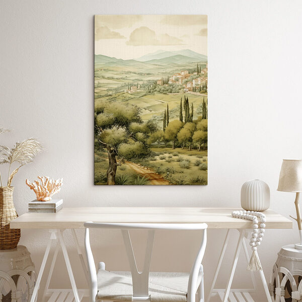 Paysage avec arbres et bâtiments Paysage avec arbres et bâtiments