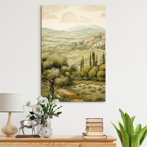 Paysage avec arbres et bâtiments Paysage avec arbres et bâtiments