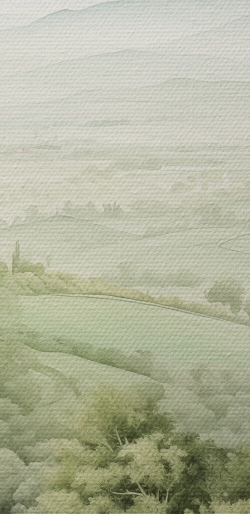 Landscape with trees and hills