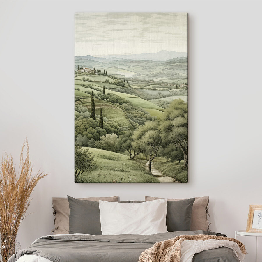 Paysage avec des arbres et une maison