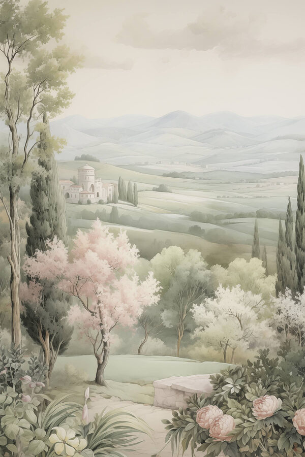 Paysage avec des arbres et un bâtiment s41223p 600x900 - Paysage avec des arbres et un bâtiment