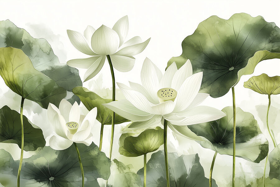 Groupe de fleurs blanches avec des feuilles vertes Groupe de fleurs blanches avec des feuilles vertes