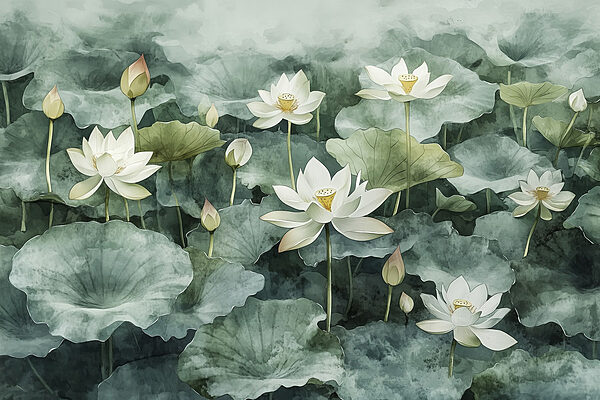 Groupe de fleurs blanches et de feuilles vertes Groupe de fleurs blanches et de feuilles vertes