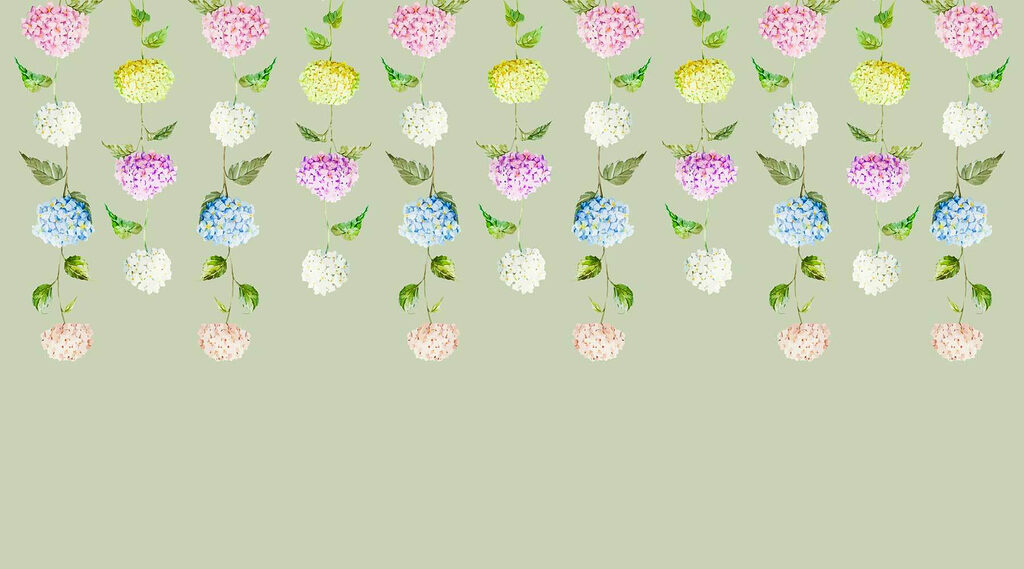 Rangée de fleurs avec des feuilles vertes Rangée de fleurs avec des feuilles vertes