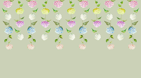 Rangée de fleurs avec des feuilles vertes Rangée de fleurs avec des feuilles vertes