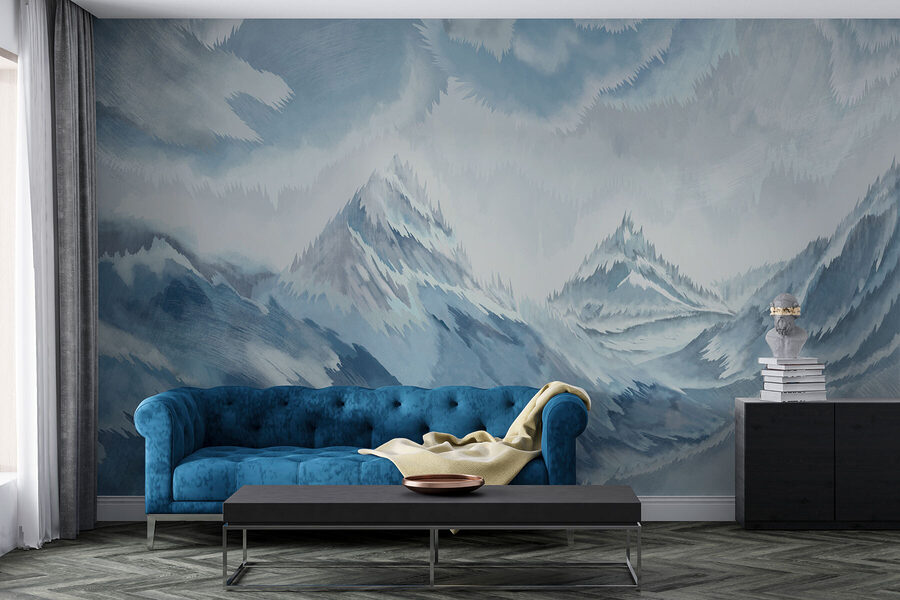 Peinture de montagnes et de nuages Peinture de montagnes et de nuages