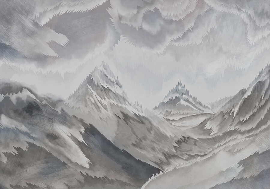 Peinture de montagnes et de nuages