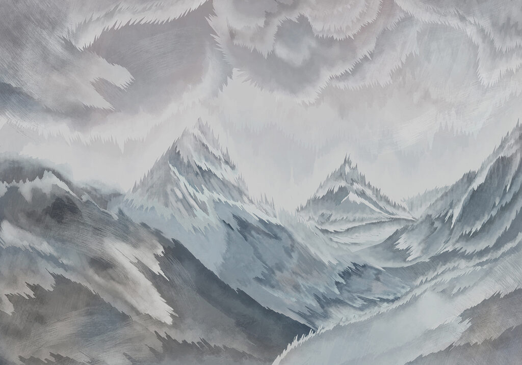 Peinture de montagnes et de nuages Peinture de montagnes et de nuages
