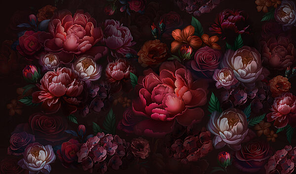 Groupe de fleurs sur fond sombre Groupe de fleurs sur fond sombre