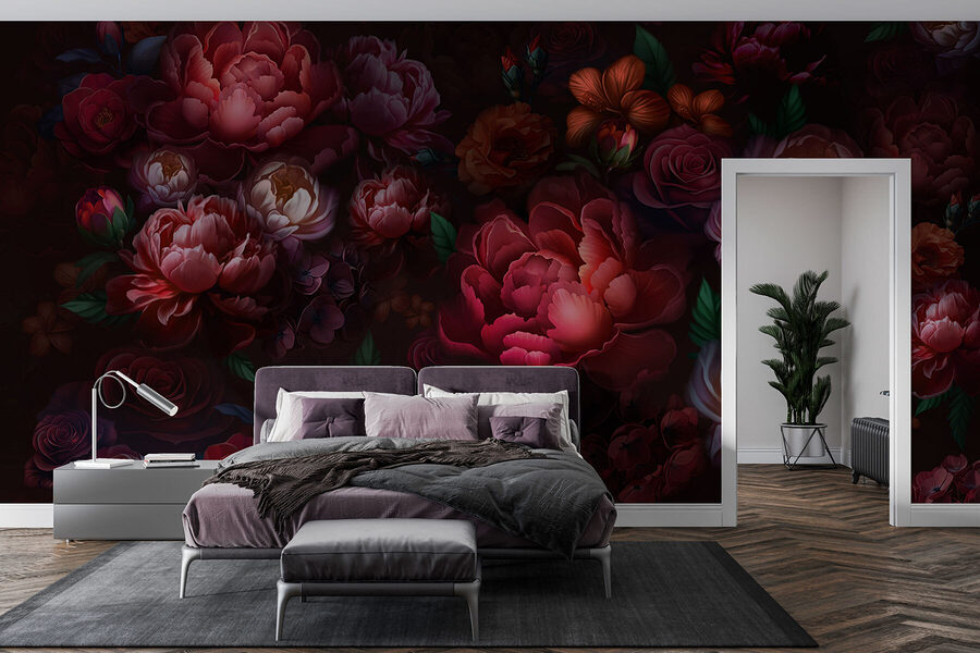 Groupe de fleurs sur fond sombre Groupe de fleurs sur fond sombre