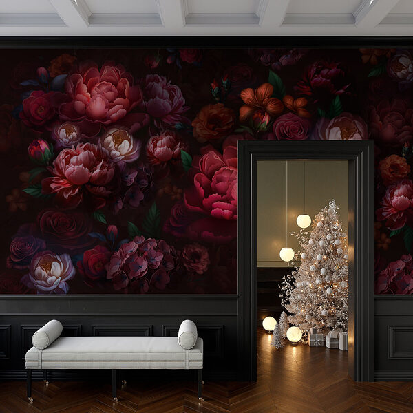Groupe de fleurs sur fond sombre Groupe de fleurs sur fond sombre