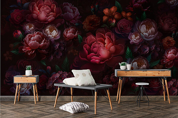 Groupe de fleurs sur fond sombre Groupe de fleurs sur fond sombre