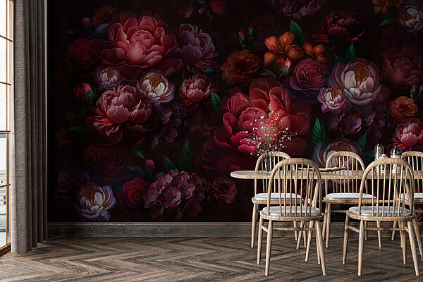 Groupe de fleurs sur fond sombre Groupe de fleurs sur fond sombre