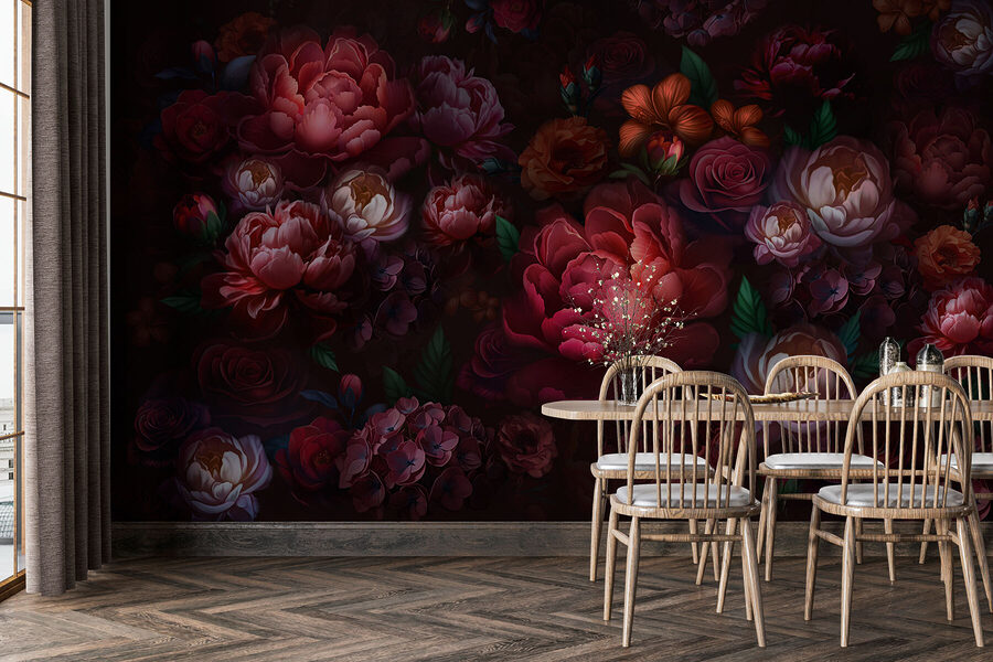 Groupe de fleurs sur fond sombre Groupe de fleurs sur fond sombre
