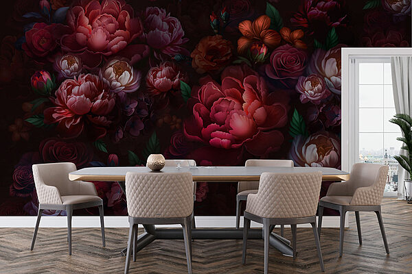 Groupe de fleurs sur fond sombre Groupe de fleurs sur fond sombre