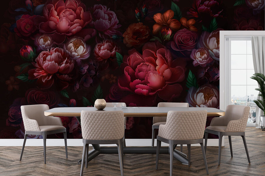Groupe de fleurs sur fond sombre Groupe de fleurs sur fond sombre