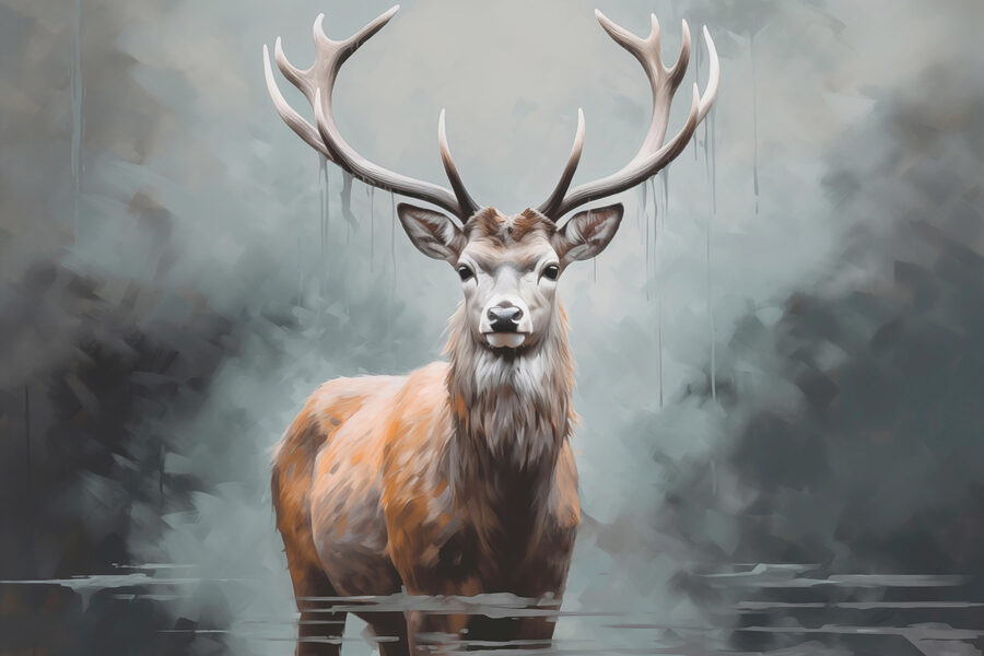 Cerf debout dans l'eau Cerf debout dans l'eau