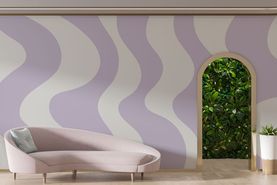Lignes ondulées violettes et blanches