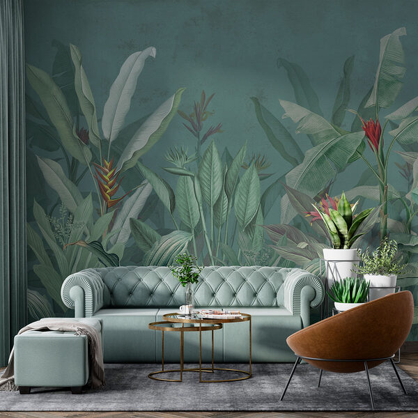 Papier peint avec des plantes et des fleurs Papier peint avec des plantes et des fleurs
