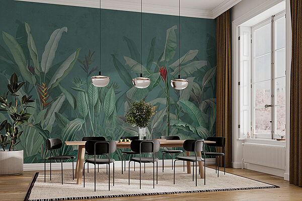 Papier peint avec des plantes et des fleurs Papier peint avec des plantes et des fleurs