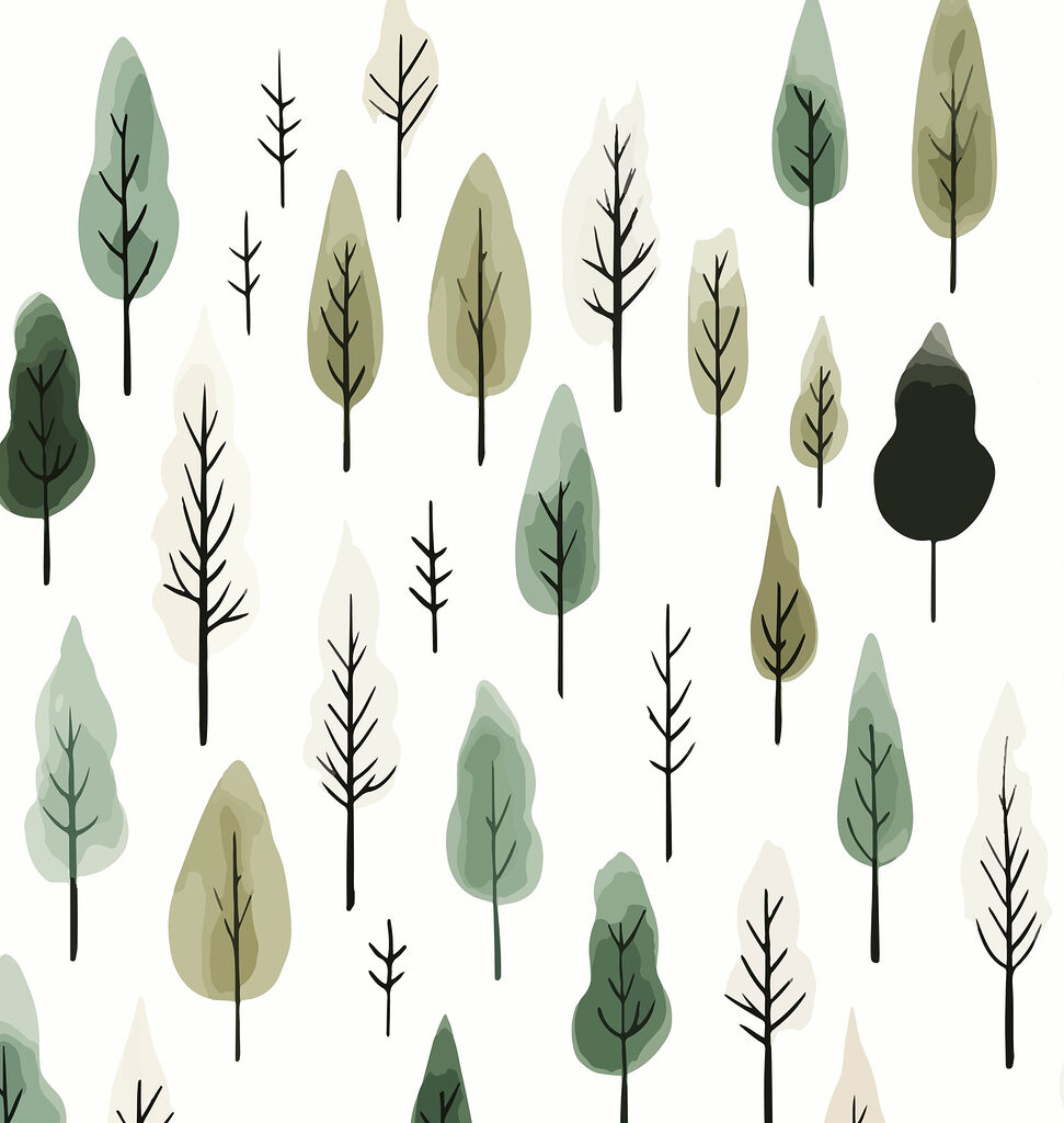Motif d'arbres sur fond blanc Motif d'arbres sur fond blanc