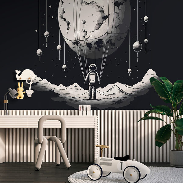 Astronaute dans l'espace avec un ballon dans le ciel Astronaute dans l'espace avec un ballon dans le ciel