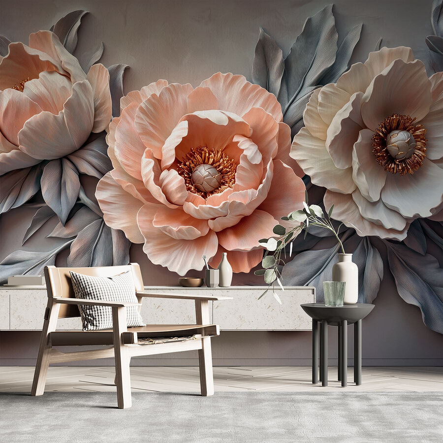 Groupe de fleurs avec feuilles