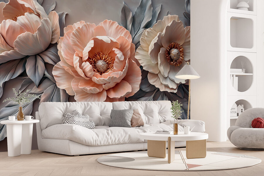 Groupe de fleurs avec feuilles