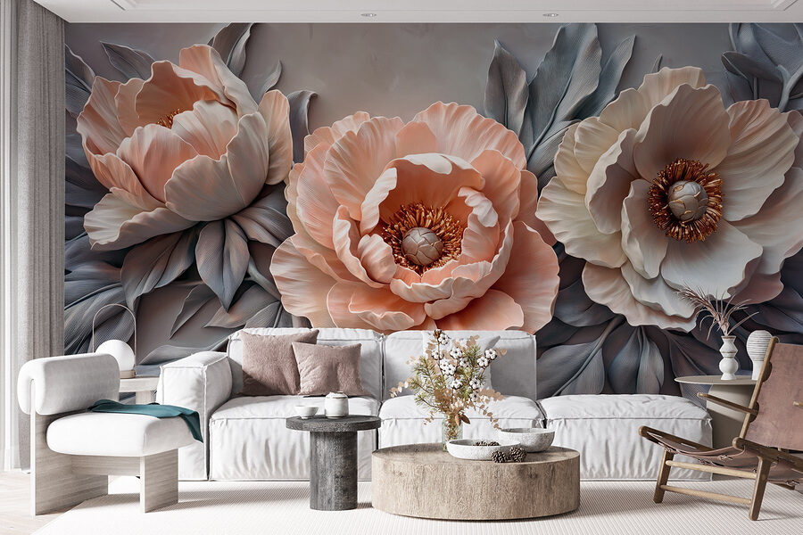Groupe de fleurs avec feuilles