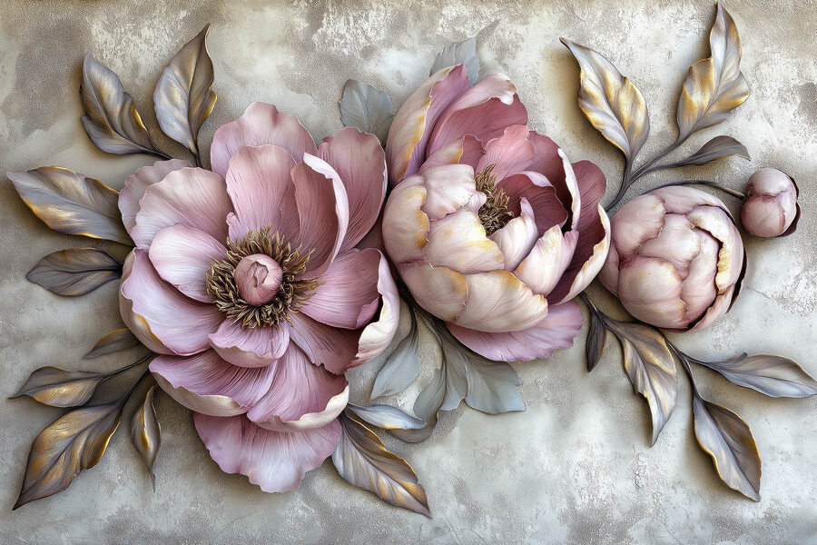Groupe de fleurs avec feuilles Groupe de fleurs avec feuilles