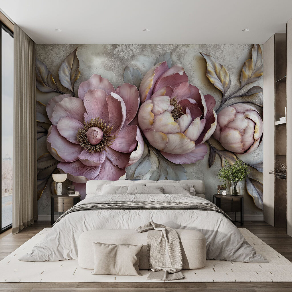 Group of flowers with leaves