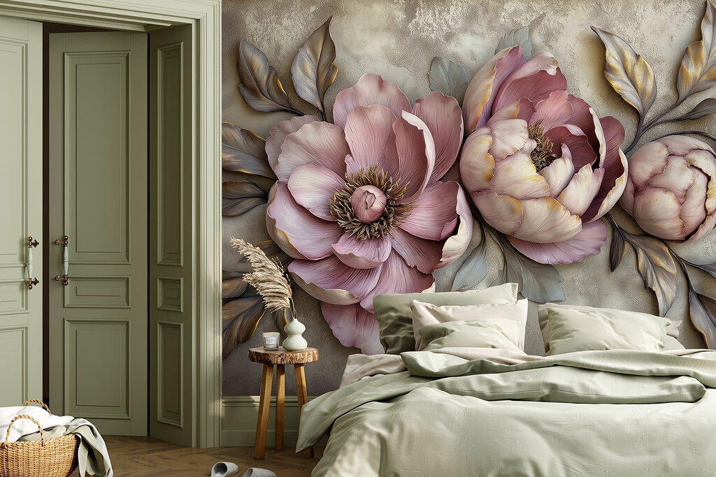 Group of flowers with leaves