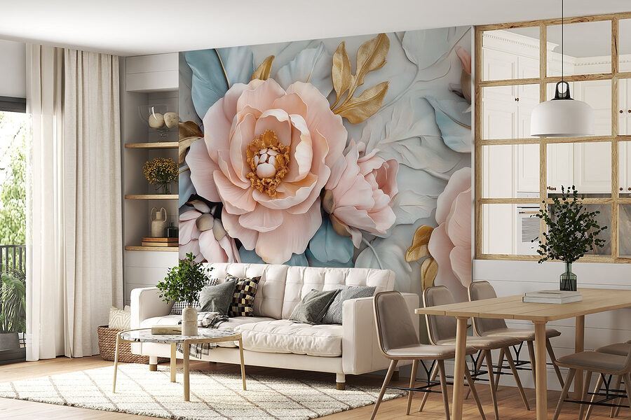 Groupe de fleurs et de feuilles