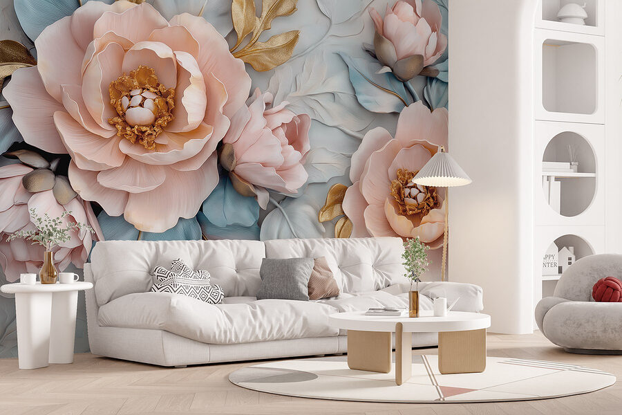 Groupe de fleurs et de feuilles