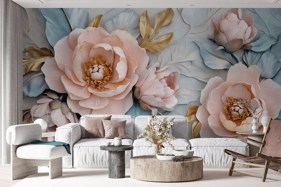 Groupe de fleurs et de feuilles