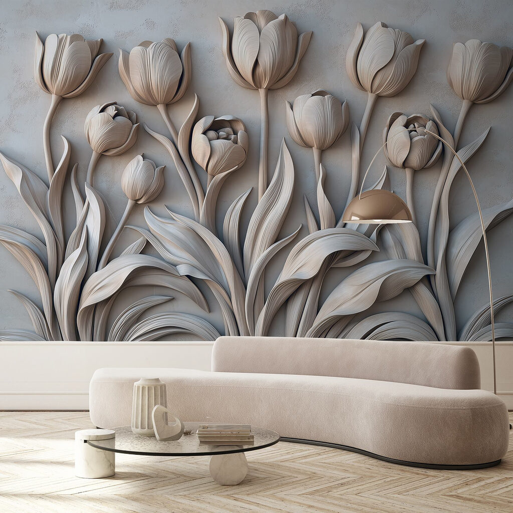 White flower carving on a wall White flower carving on a wall