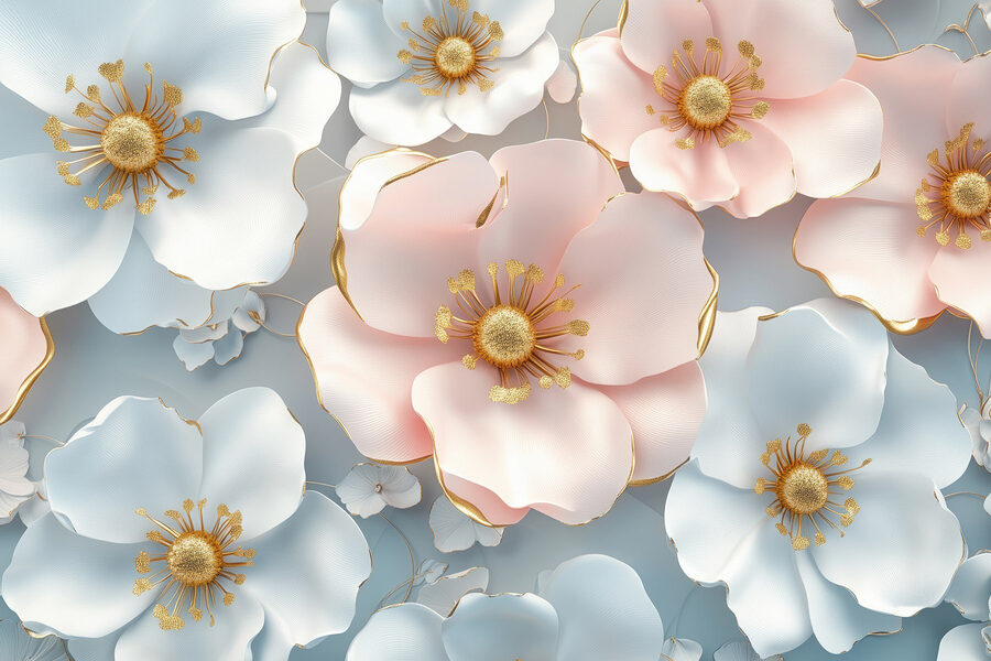 Groupe de fleurs blanches et roses