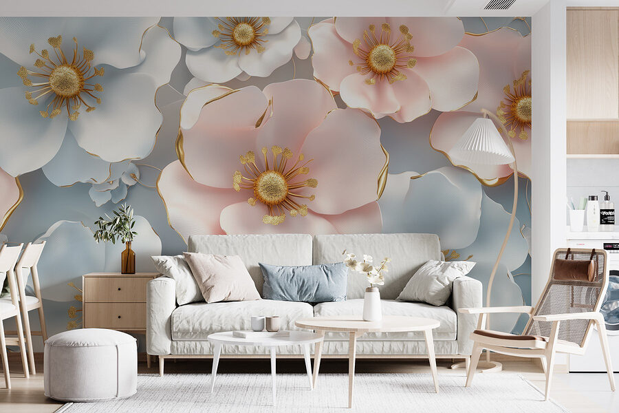 Groupe de fleurs blanches et roses